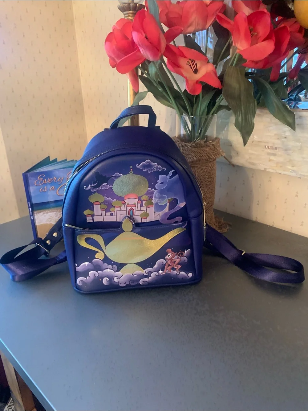 DISNEY, NEW WITH NO TAG, LOUNGEFLY, Aladdin Jasmine Castle mini backpack.